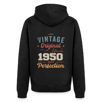 Mars 1950 ' s Vintage né Vintage anniversaire - Veste à capuche bio Premium Unisexe - noir - Dos - Nico (187cm)