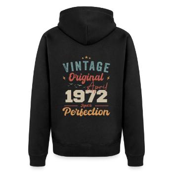 Vintage né en avril 1972 cadeau d’anniversaire - Veste à capuche bio Premium Unisexe - noir - Dos - Nico (187cm)