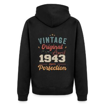 Vintage né en avril 1943 cadeau d’anniversaire - Veste à capuche bio Premium Unisexe - noir - Dos - Nico (187cm)