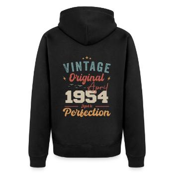 Vintage né en avril 1954 cadeau d’anniversaire - Veste à capuche bio Premium Unisexe - noir - Dos - Nico (187cm)