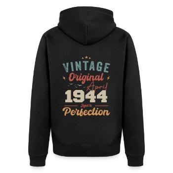 Vintage né en avril 1944 cadeau d’anniversaire - Veste à capuche bio Premium Unisexe - noir - Dos - Nico (187cm)