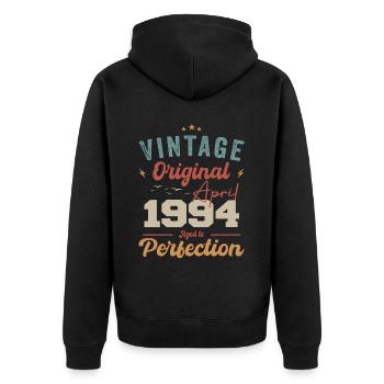 Vintage né avril 1994 cadeau d’anniversaire - Veste à capuche bio Premium Unisexe - noir - Dos - Nico (187cm)