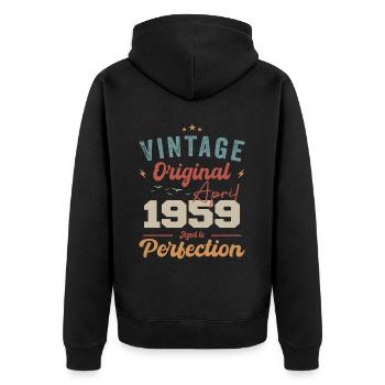 Vintage né avril 1959 cadeau d’anniversaire - Veste à capuche bio Premium Unisexe - noir - Dos - Nico (187cm)