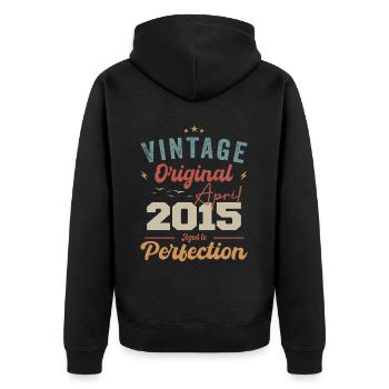 Vintage né en avril 2015 cadeau d’anniversaire - Veste à capuche bio Premium Unisexe - noir - Dos - Nico (187cm)