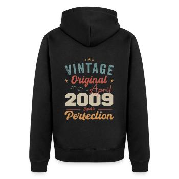 Vintage né en avril 2009 cadeau d’anniversaire - Veste à capuche bio Premium Unisexe - noir - Dos - Nico (187cm)