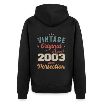 Vintage né en avril 2003 cadeau d’anniversaire - Veste à capuche bio Premium Unisexe - noir - Dos - Nico (187cm)