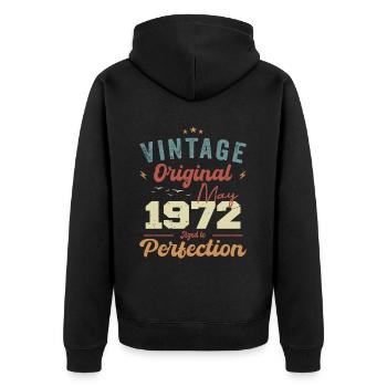 Mai 1972 Geburtstag Mai 1972 Geschenk Mai 1972 - Unisex Premium Bio Zip Hoodie - Schwarz - Hinten - Nico (187cm)