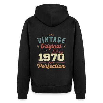 Mai 1970 Geburtstag Mai 1970 Geschenk Mai 1970 - Unisex Premium Bio Zip Hoodie - Schwarz - Hinten - Nico (187cm)