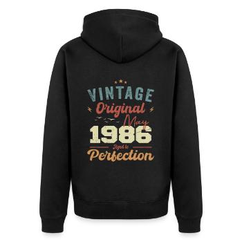 Mai 1986 Geburtstag Mai 1986 Geschenk Mai 1986 - Unisex Premium Bio Zip Hoodie - Schwarz - Hinten - Nico (187cm)