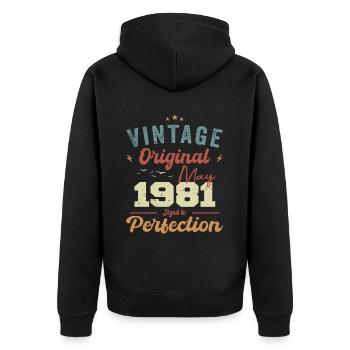 Mai 1981 Geburtstag Mai 1981 Geschenk Mai 1981 - Unisex Premium Bio Zip Hoodie - Schwarz - Hinten - Nico (187cm)