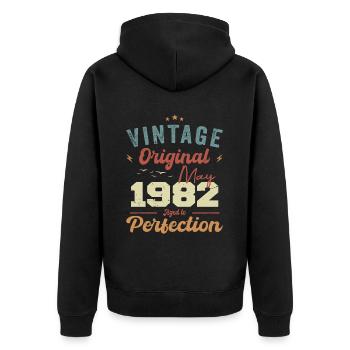 Mai 1982 Geburtstag Mai 1982 Geschenk Mai 1982 - Unisex Premium Bio Zip Hoodie - Schwarz - Hinten - Nico (187cm)