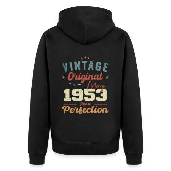 Mai 1953 Geburtstag Mai 1953 Geschenk Mai 1953 - Unisex Premium Bio Zip Hoodie - Schwarz - Hinten - Nico (187cm)