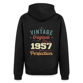 Mai 1957 Geburtstag Mai 1957 Geschenk Mai 1957 - Unisex Premium Bio Zip Hoodie - Schwarz - Hinten - Nico (187cm)