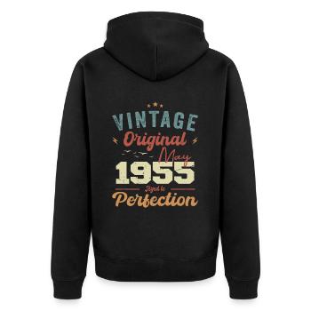 Mai 1955 Anniversaire Mai 1955 Cadeau Mai 1955 - Veste à capuche bio Premium Unisexe - noir - Dos - Nico (187cm)