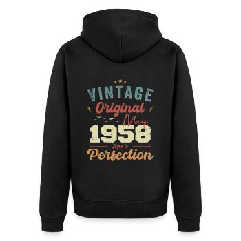 Mai 1958 Geburtstag Mai 1958 Geschenk Mai 1958 - Unisex Premium Bio Zip Hoodie - Schwarz - Hinten - Nico (187cm)