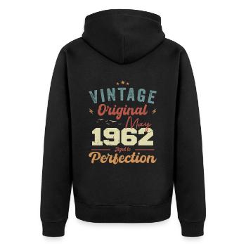 Mai 1962 Geburtstag Mai 1962 Geschenk Mai 1962 - Unisex Premium Bio Zip Hoodie - Schwarz - Hinten - Nico (187cm)