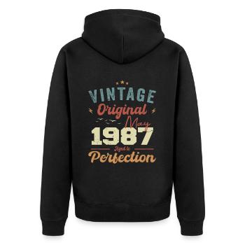 Mai 1987 Geburtstag Mai 1987 Geschenk Mai 1987 - Unisex Premium Bio Zip Hoodie - Schwarz - Hinten - Nico (187cm)