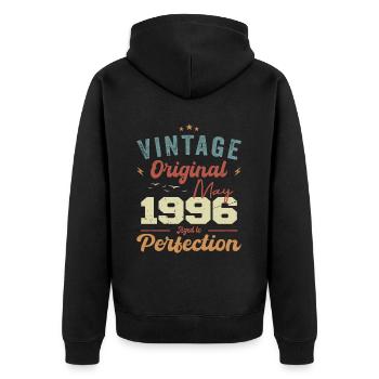 Mai 1996 Anniversaire Mai 1996 Cadeau Mai 1996 - Veste à capuche bio Premium Unisexe - noir - Dos - Nico (187cm)