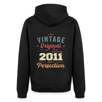 Mai 2011 Geburtstag Mai 2011 Geschenk Mai 2011 - Unisex Premium Bio Zip Hoodie - Schwarz - Hinten - Nico (187cm)