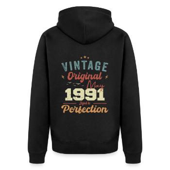 Mai 1991 Geburtstag Mai 1991 Geschenk Mai 1991 - Unisex Premium Bio Zip Hoodie - Schwarz - Hinten - Nico (187cm)