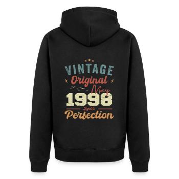 Mai 1998 Geburtstag Mai 1998 Geschenk Mai 1998 - Unisex Premium Bio Zip Hoodie - Schwarz - Hinten - Nico (187cm)