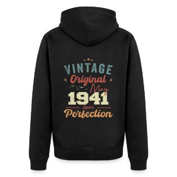 Mai 1941 Anniversaire Mai 1941 Cadeau Mai 1941 - Veste à capuche bio Premium Unisexe - noir - Dos - Nico (187cm)