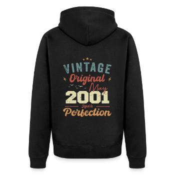 Mai 2001 Geburtstag Mai 2001 Geschenk Mai 2001 - Unisex Premium Bio Zip Hoodie - Schwarz - Hinten - Nico (187cm)
