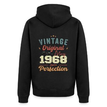 Mai 1968 Geburtstag Mai 1968 Geschenk Mai 1968 - Unisex Premium Bio Zip Hoodie - Schwarz - Hinten - Nico (187cm)