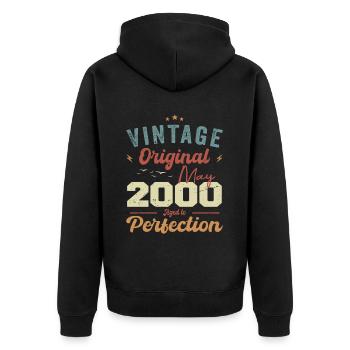 May 2000 Birthday May 2000 Gift May 2000 - Unisex Premium Organic Zip Hoodie - black - Back - Nico (187cm)