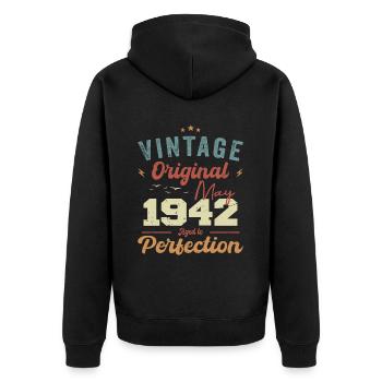 Mai 1942 Geburtstag Mai 1942 Geschenk Mai 1942 - Unisex Premium Bio Zip Hoodie - Schwarz - Hinten - Nico (187cm)