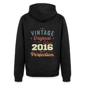 May 2016 Birthday May 2016 Gift May 2016 - Unisex Premium Organic Zip Hoodie - black - Back - Nico (187cm)