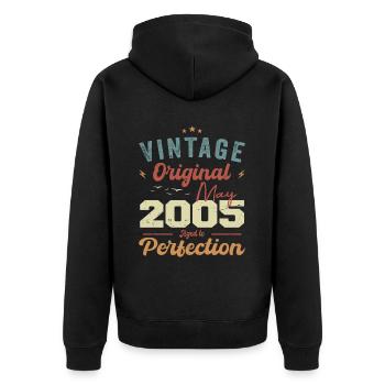 May 2005 Birthday May 2005 Gift May 2005 - Unisex Premium Organic Zip Hoodie - black - Back - Nico (187cm)