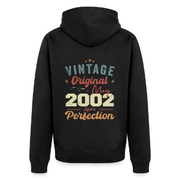 Mai 2002 Anniversaire Mai 2002 Cadeau Mai 2002 - Veste à capuche bio Premium Unisexe - noir - Dos - Nico (187cm)