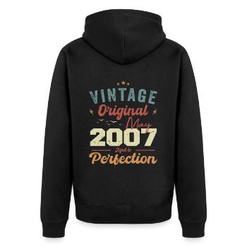 Mai 2007 Geburtstag Mai 2007 Geschenk Mai 2007 - Unisex Premium Bio Zip Hoodie - Schwarz - Hinten - Nico (187cm)
