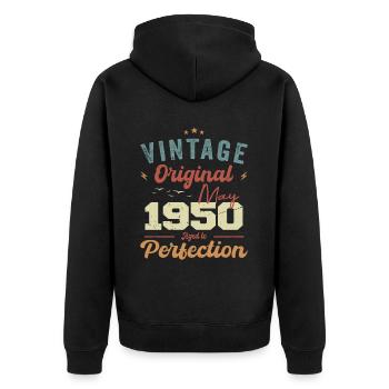 Mai 1950 Geburtstag Mai 1950 Geschenk Mai 1950 - Unisex Premium Bio Zip Hoodie - Schwarz - Hinten - Nico (187cm)