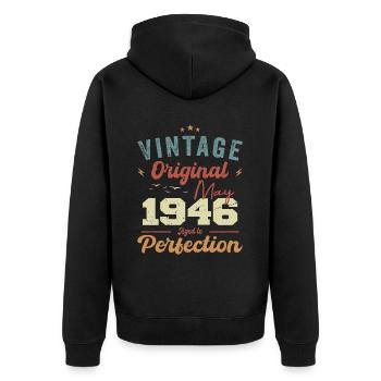 Mai 1946 Geburtstag Mai 1946 Geschenk Mai 1946 - Unisex Premium Bio Zip Hoodie - Schwarz - Hinten - Nico (187cm)