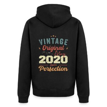 Mai 2020 Geburtstag Mai 2020 Geschenk Mai 2020 - Unisex Premium Bio Zip Hoodie - Schwarz - Hinten - Nico (187cm)