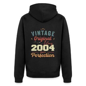 Mai 2004 Geburtstag Mai 2004 Geschenk Mai 2004 - Unisex Premium Bio Zip Hoodie - Schwarz - Hinten - Nico (187cm)