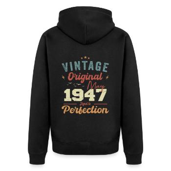 Mai 1947 Geburtstag Mai 1947 Geschenk Mai 1947 - Unisex Premium Bio Zip Hoodie - Schwarz - Hinten - Nico (187cm)