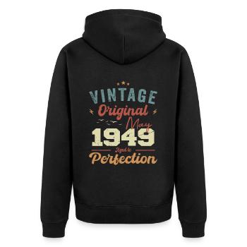 May 1949 Birthday May 1949 Gift May 1949 - Unisex Premium Organic Zip Hoodie - black - Back - Nico (187cm)