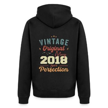 Mai 2018 Geburtstag Mai 2018 Geschenk Mai 2018 - Unisex Premium Bio Zip Hoodie - Schwarz - Hinten - Nico (187cm)