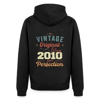 Mai 2010 Geburtstag Mai 2010 Geschenk Mai 2010 - Unisex Premium Bio Zip Hoodie - Schwarz - Hinten - Nico (187cm)