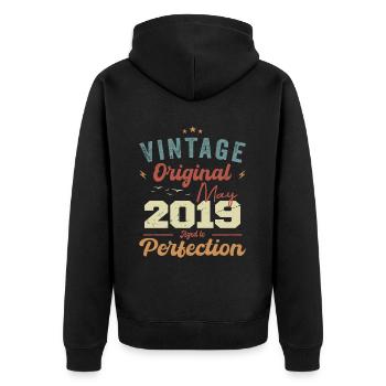 Mai 2019 Geburtstag Mai 2019 Geschenk Mai 2019 - Unisex Premium Bio Zip Hoodie - Schwarz - Hinten - Nico (187cm)
