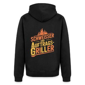 Schweißer und Auftragsgriller - Unisex Premium Bio Zip Hoodie - Schwarz - Hinten - Nico (187cm)