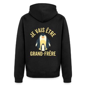 Je Vais Être Un Grand Frère pingouins - Veste à capuche bio Premium Unisexe - noir - Dos - Nico (187cm)