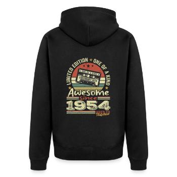 Jahrgang 1954 Original Retro Jubiläumsgeschenk - Unisex Premium Bio Zip Hoodie - Schwarz - Hinten - Nico (187cm)