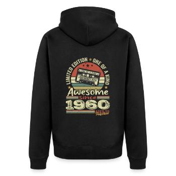 Vintage 1960er Jahre Original Retro Geburtstagsgeschenk - Unisex Premium Bio Zip Hoodie - Schwarz - Hinten - Nico (187cm)
