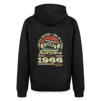 Jahrgang 1966 Original Retro Jubiläumsgeschenk - Unisex Premium Bio Zip Hoodie - Schwarz - Hinten - Nico (187cm)