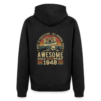 Mai 1948 Anniversaire Mai 1948 Cadeau 1948 Retro - Veste à capuche bio Premium Unisexe - noir - Dos - Nico (187cm)