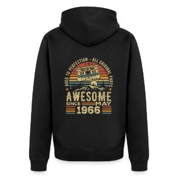 May 1966 Birthday May 1966 Retro Gift - Unisex Premium Organic Zip Hoodie - black - Back - Nico (187cm)